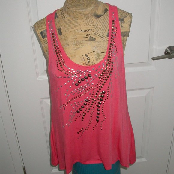 Studded Tangerine Tank Top - Picture 2 of 7